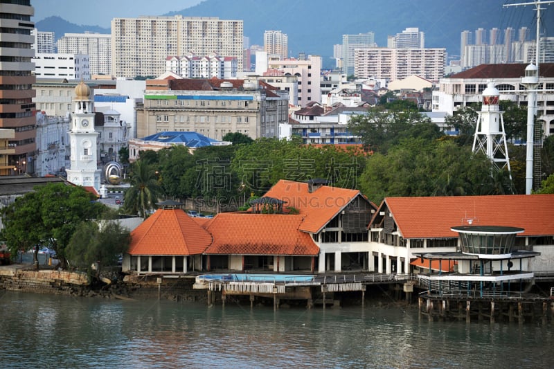 槟榔屿州,城市天际线,乔治敦,水平画幅,海港,东亚,时间,户外,马来西亚,过去