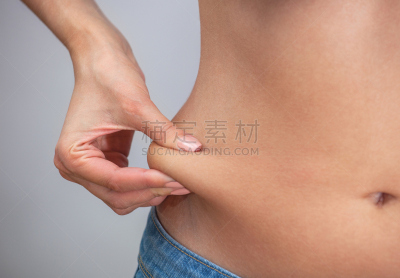 腹部,皮肤,肥胖,居住区,女孩,手,脐钉,皮下的,新陈代谢