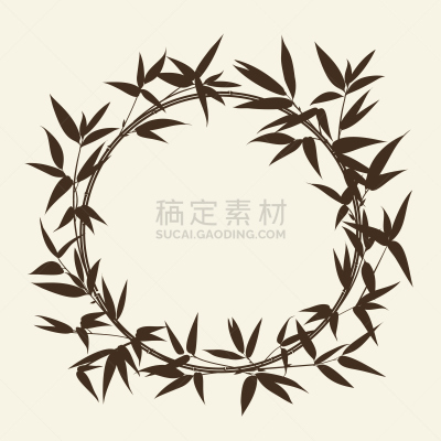 边框,竹子,华丽的,复古风格,古典式,动物,东亚,植物,圆形,自然