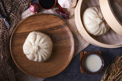 中式小笼包,包子,早餐,杆状面包,柔焦,中式外卖,有机农庄,蒸锅,蒸菜,塞满了的