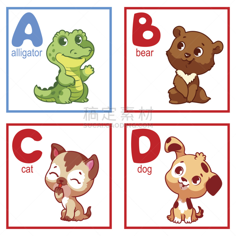 字母,动物,可爱的,平衡折角灯,小熊,鳄鱼,幼兽,宠物,动物园,野生动物