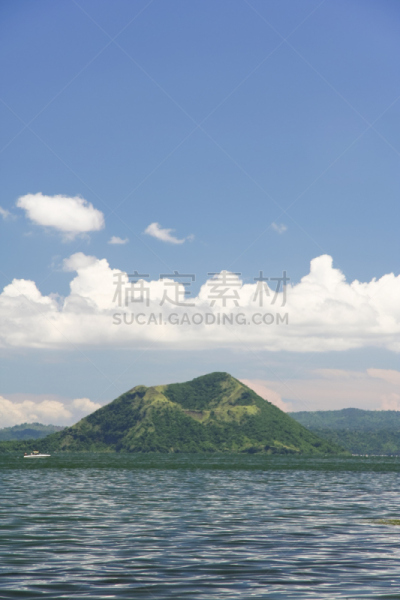 菲律宾,火山,垂直画幅,水,天空,留白,无人,夏天,户外,彩色图片