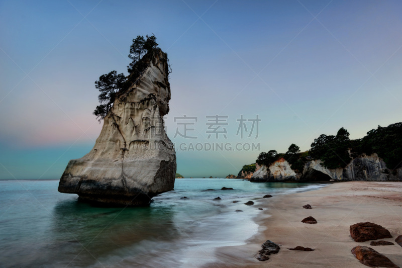 科罗曼德尔半岛,新西兰,cathedral cove,水,天空,美,新的,艺术,水平画幅,沙子