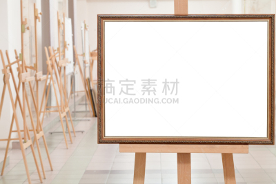 画架,边框,走廊,整体情况,画布,空的,一个物体,背景分离,木隔板,美术工艺