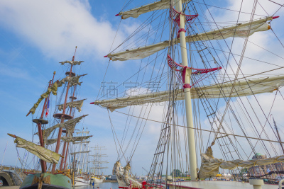 海港,传动装置,高桅横帆船,春天,日光,水,天空,休闲活动,水平画幅,无人