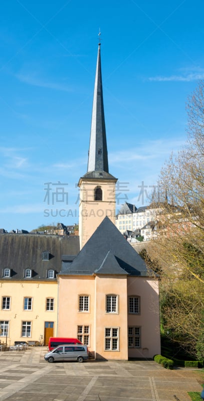 Downtown of Luxembourg City, view with Alzette river