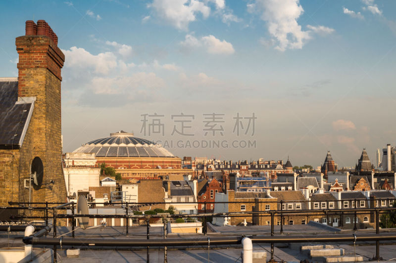 屋顶,看风景,伦敦,肯辛顿切尔西区,纪念碑,天空,褐色,水平画幅,无人,古老的