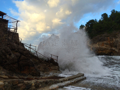 暴风雨,波浪,冬天,马略卡,怪物,季节,自然,水平画幅,地形,无人