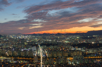 城市天际线,首尔,韩国,水平画幅,建筑,夜晚,无人,黄昏,户外,都市风景