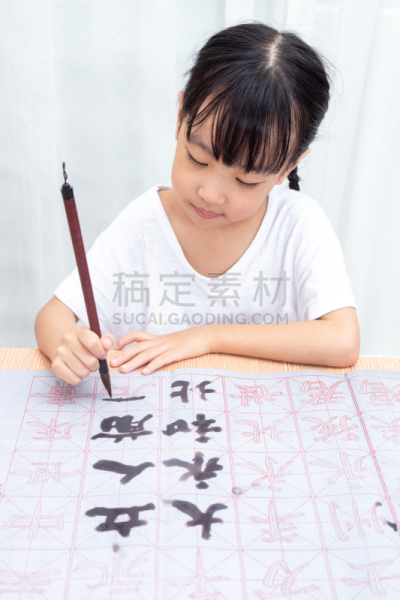 中国人,小的,女孩,汉字,垂直画幅,机敏,艺术家,传统,墨水,性格