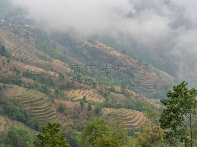 纳加库特,尼泊尔,山景城,自然,天空,美,水平画幅,地形,山,无人