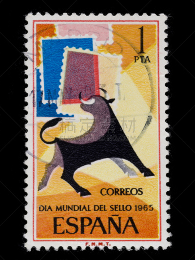 过时的,1965,古玩商,斗牛场,流血比赛项目,西班牙,邮戳,运动,背景分离