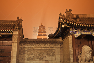 大雁塔,灵性,宁静,建筑结构,自然,水平画幅,户外,宫殿,亚洲