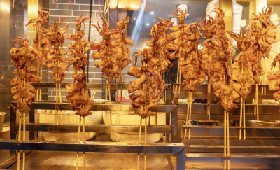 格子烤肉,鱿鱼,旅行者,户外,丝绸,传统,回族,图像,水平画幅,陕西省