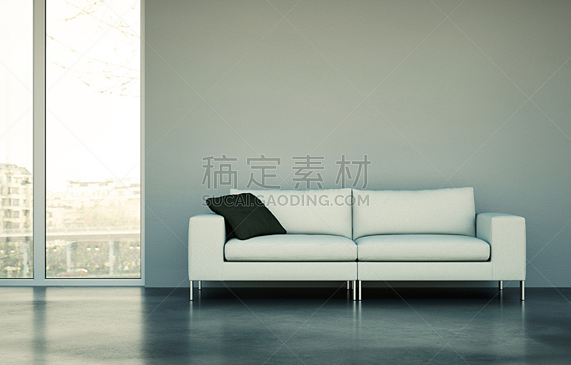 沙发,现代,室内设计师,住宅房间,白色,明亮,茶几,华贵,砖,小毯子