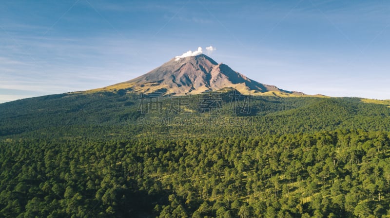 波波卡特佩特火山,热,云,恐怖,雪,墨西哥,草,著名景点,无人机,背景