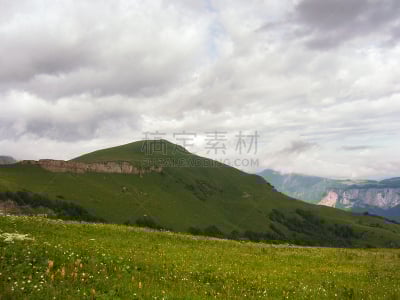 山,绿色,一只动物,自然,水平画幅,地形,景观设计,无人,猎人李格林,夏天