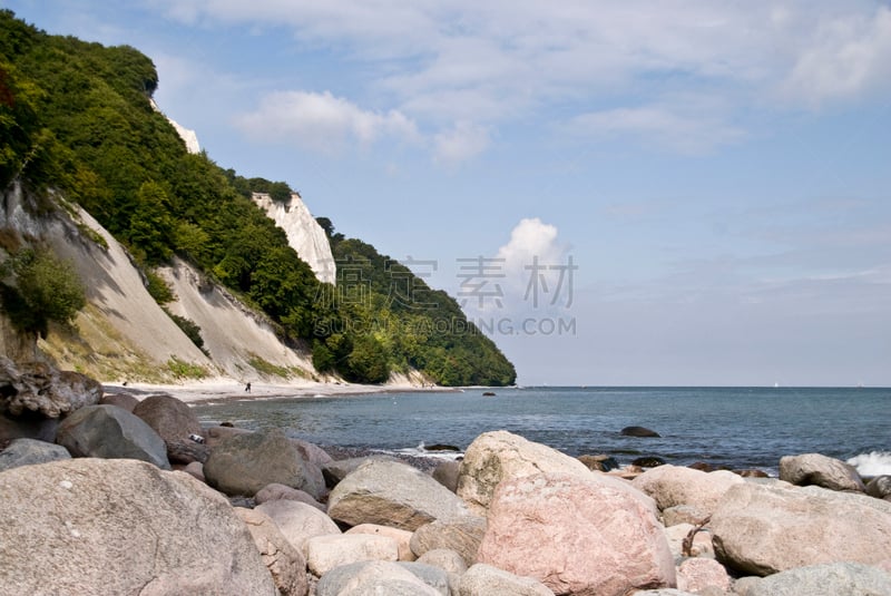 ,岛,水,水平画幅,海岸地形,云景,波罗的海,白色,吕根岛,海滩