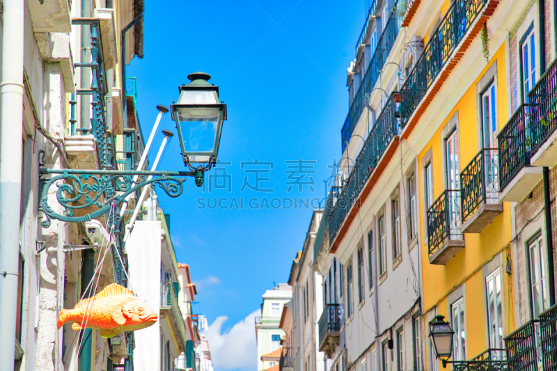 多色的,里斯本,建筑外部,中心,传统,著名景点,河流,夏天,户外,天空