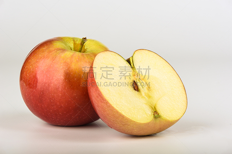 清新,苹果,分离着色,完整,一半的,平衡折角灯,农业,自然界的状态,食品,果汁