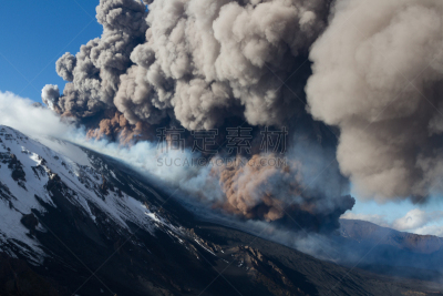 埃特纳火山,蘑菇云,卡塔尼亚,2013,数字9,天空,水平画幅,雪,喷泉,户外
