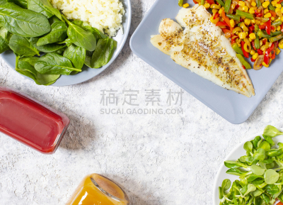 蔬菜,莴苣,米,樱桃,鱼类,樱桃番茄,健康食物,菠菜,烘焙