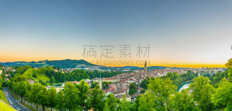 瑞士,伯尔尼省,都市风景,新教,黄昏,河流,户外,建筑,夜晚,欧洲
