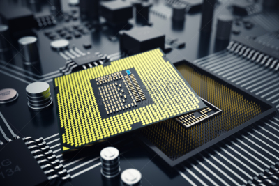 3D rendering Central Computer Processors CPU concept. Electronic engineer of computer technology. Computer board chip circuit cpu core. Hardware concept electronic device motherboard semiconductor