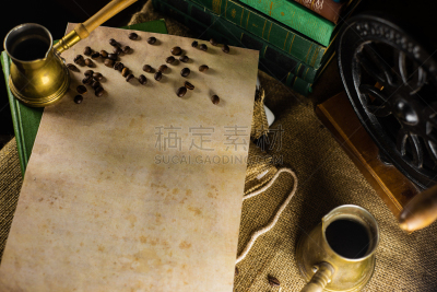 书,暗色,古老的,模板,咖啡壶,背景,纸,太空,咖啡豆,复古
