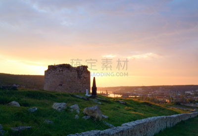 过去,乌克兰,看风景,热那亚人,塞瓦斯托波尔,了望塔,纪念碑,水,天空,水平画幅