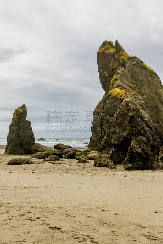 美国西北太平洋地区,海滩,海岸线,鲁比海滩,河流,岩石,夏天,户外,天空,奥林匹克国家公园