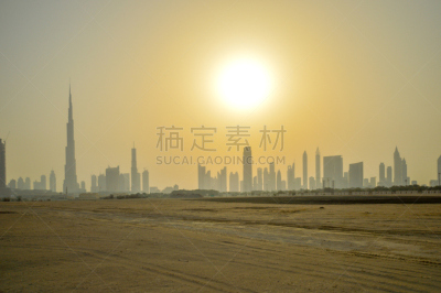 迪拜,城市天际线,市区,金色,钟面,天空,水平画幅,夜晚,无人,在之后