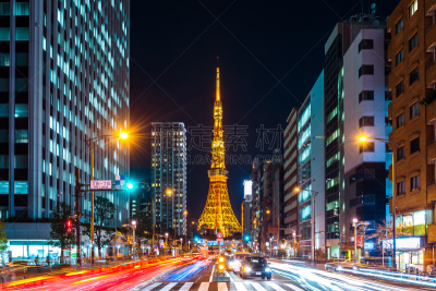 夜晚,交通,都市风景,日本,东京,办公室,天空,水平画幅,忙碌,曙暮光
