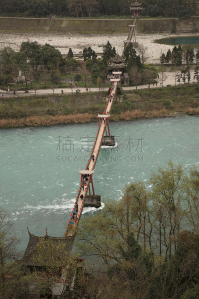 Suspension bridge of Dujiangyan (都江堰) irrigation system, Sichuan, China