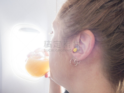 商务旅行,女人,飞机,现代,清新,果汁,饮料,商务,机票,头等舱