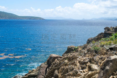远距离,悬崖,岛,圣汤姆斯,云,自然美,海岸线,石头,岩石,夏天