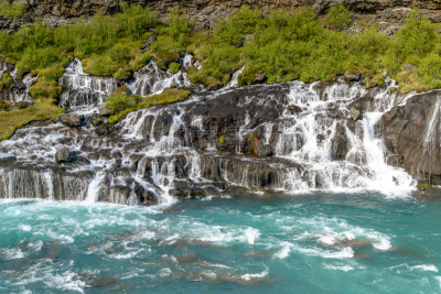 hraunfossar,瀑布,冰岛国,西,清新,自然神力,波浪,河流,岩石,户外