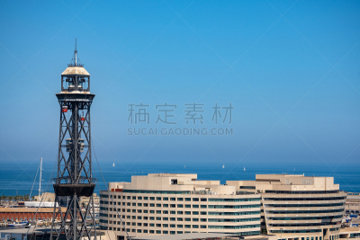 威尔港口,缆车,巴塞罗那,西班牙,城市生活,视角,商用码头,客舱,海港,空中缆车