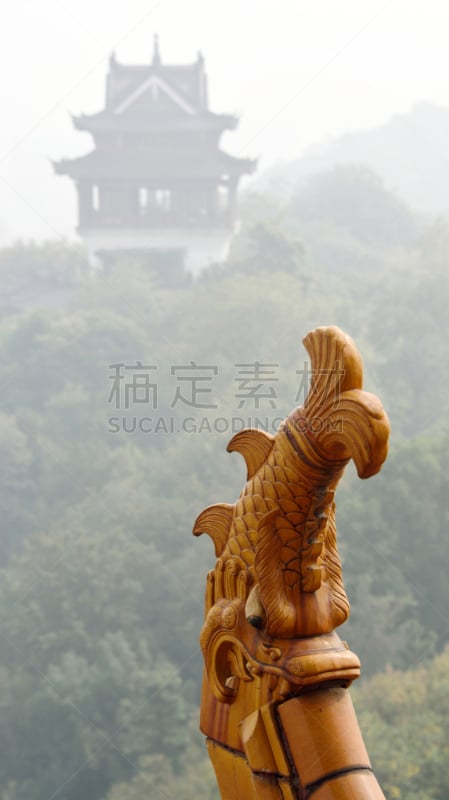 黄鹤楼,湖北省,垂直画幅,公园,陶瓷制品,装饰,狂怒的,寺庙,黄色,中国