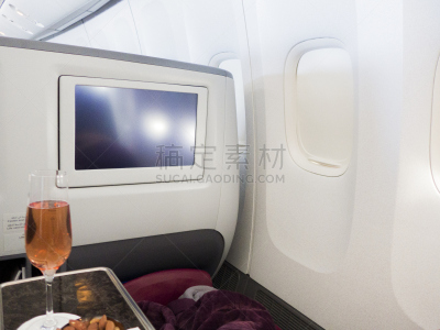 头等舱,客舱,商务旅行,坚果,粉色,香槟,热,商务,旅途,航空器拍摄视角