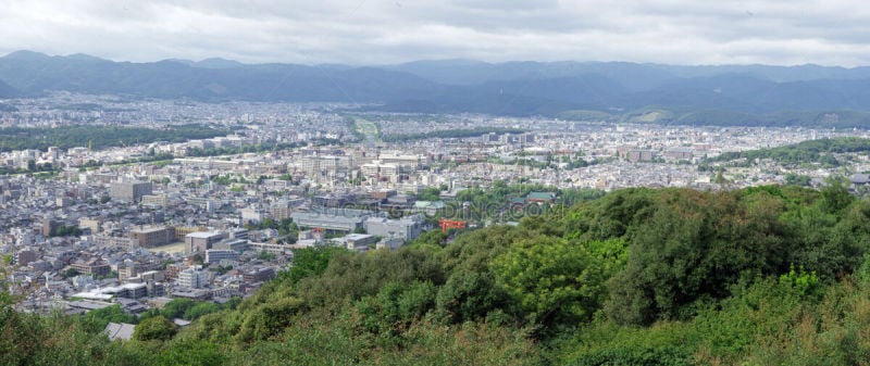 京都市,都市风景,日本,平安神宮,天空,水平画幅,山,工作场所,旅行者,户外