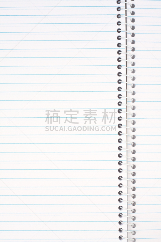 螺旋记事本,垂直画幅,办公用品,无人,书页,特写,金属丝,开着的,白色,空的