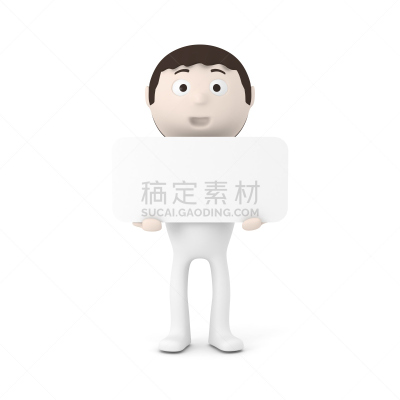 布告,空白的,拿着,男人,动画片,留白,形状,消息,性格,卡通
