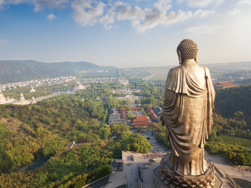 佛教,航拍视角,中国,江苏省,无锡,风景,斑点,灵山,田园风光,户外