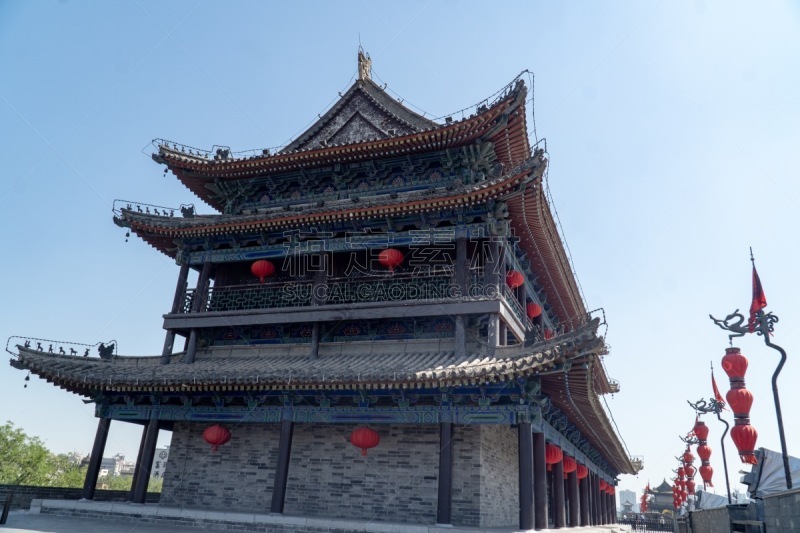 西安,南,进口标志,传统,灯笼,照明设备,砖,陕西省,著名景点,明朝风格