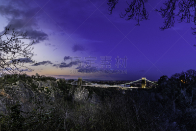 克利夫顿吊桥,多重曝光,布里斯托大学,黄昏,英国,著名景点,埃文河峡谷,河流,户外,建筑