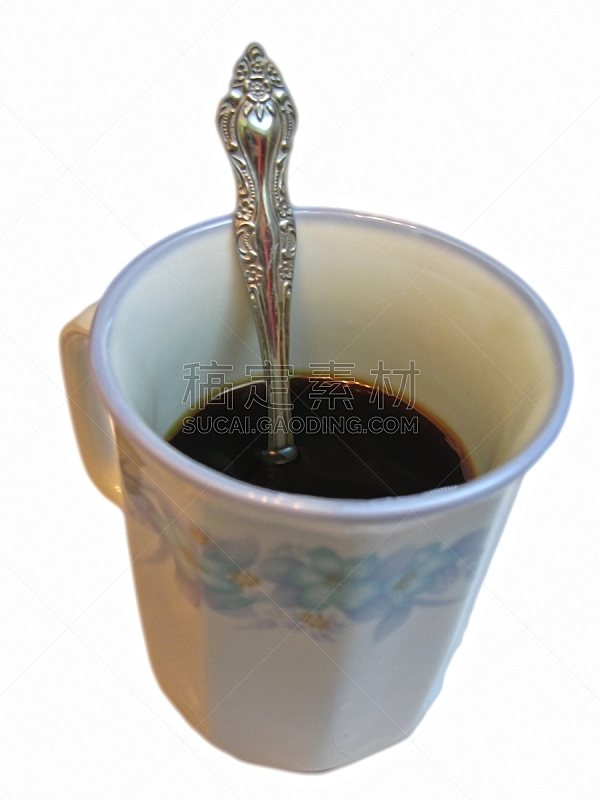 茶匙,杯,黑咖啡,一半的,饮料,白色,咖啡,偏远的,金属,咖啡杯