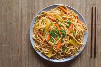 蔬菜,盘子,面条,黄色,红色,自制的,客家族,图像,水平画幅,特写