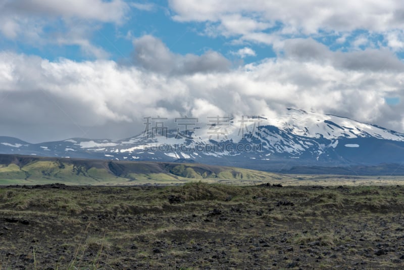 赫克拉火山,雪,冰岛国,火山,欧洲,自然,地质学,风景,云,图像