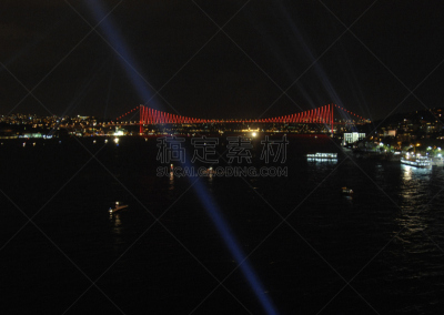 博斯普鲁斯大桥,7月15日烈士桥,留白,水平画幅,夜晚,无人,欧亚大陆,欧洲,户外,城市